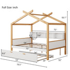 House Bed With Bookshelf Storage and Integrated Shelves - White