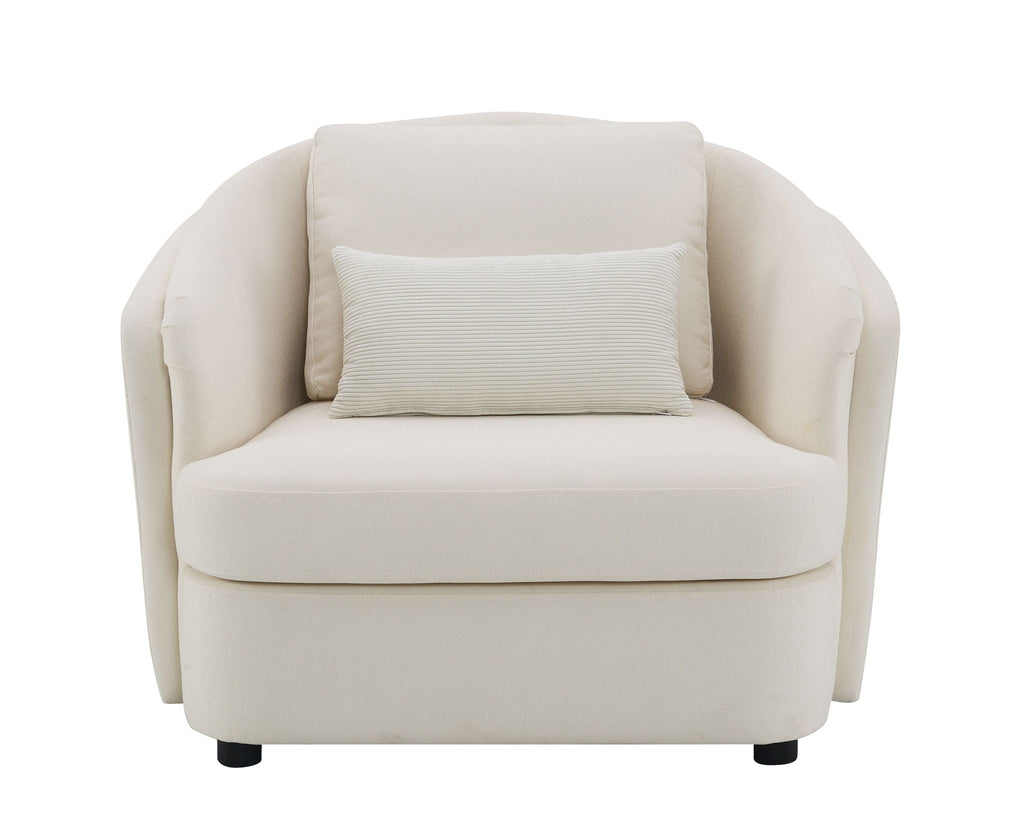 Beige Linen Arm Chair with Toss Pillow - Mariko Collection