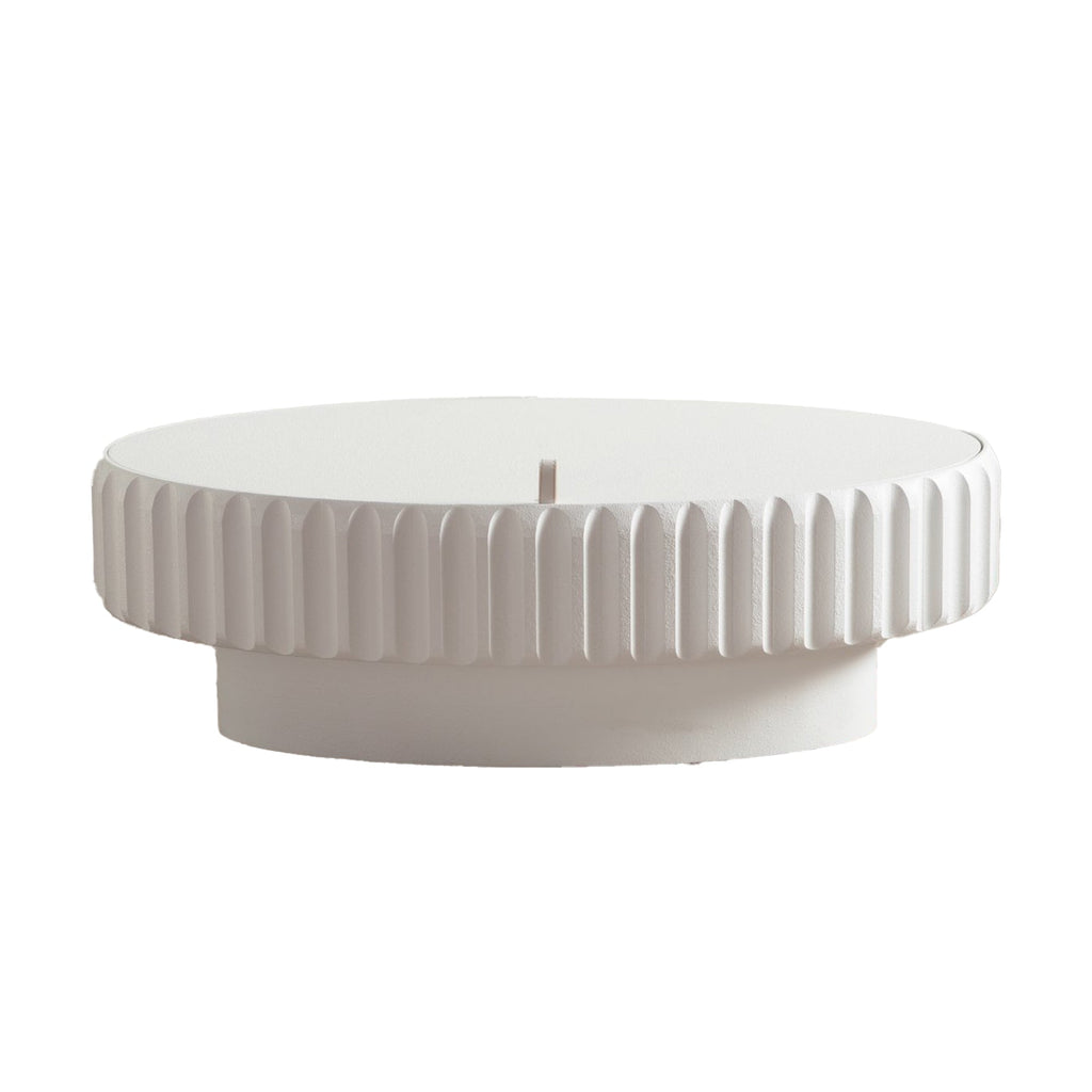 Fluted Storage Table with Lift-Off Lid - Cream White