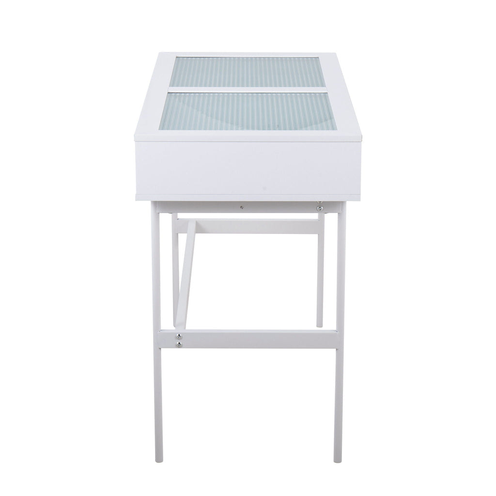 Contemporary Console Table with Tempered Glass Top - White or Black