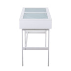 Contemporary Console Table with Tempered Glass Top - White or Black