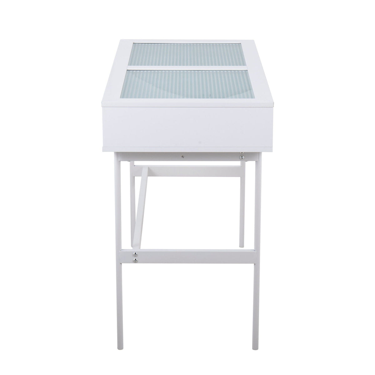 Contemporary Console Table with Tempered Glass Top - White or Black