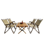 Foldable 5 Piece Outdoor Dining Set with Portable Table & Chairs - Natural