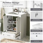 Modern Bathroom Vanity with Ceramic Sink Combo and Storage Cabinet - Multiple Colors
