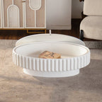Fluted Storage Table with Lift-Off Lid - Cream White
