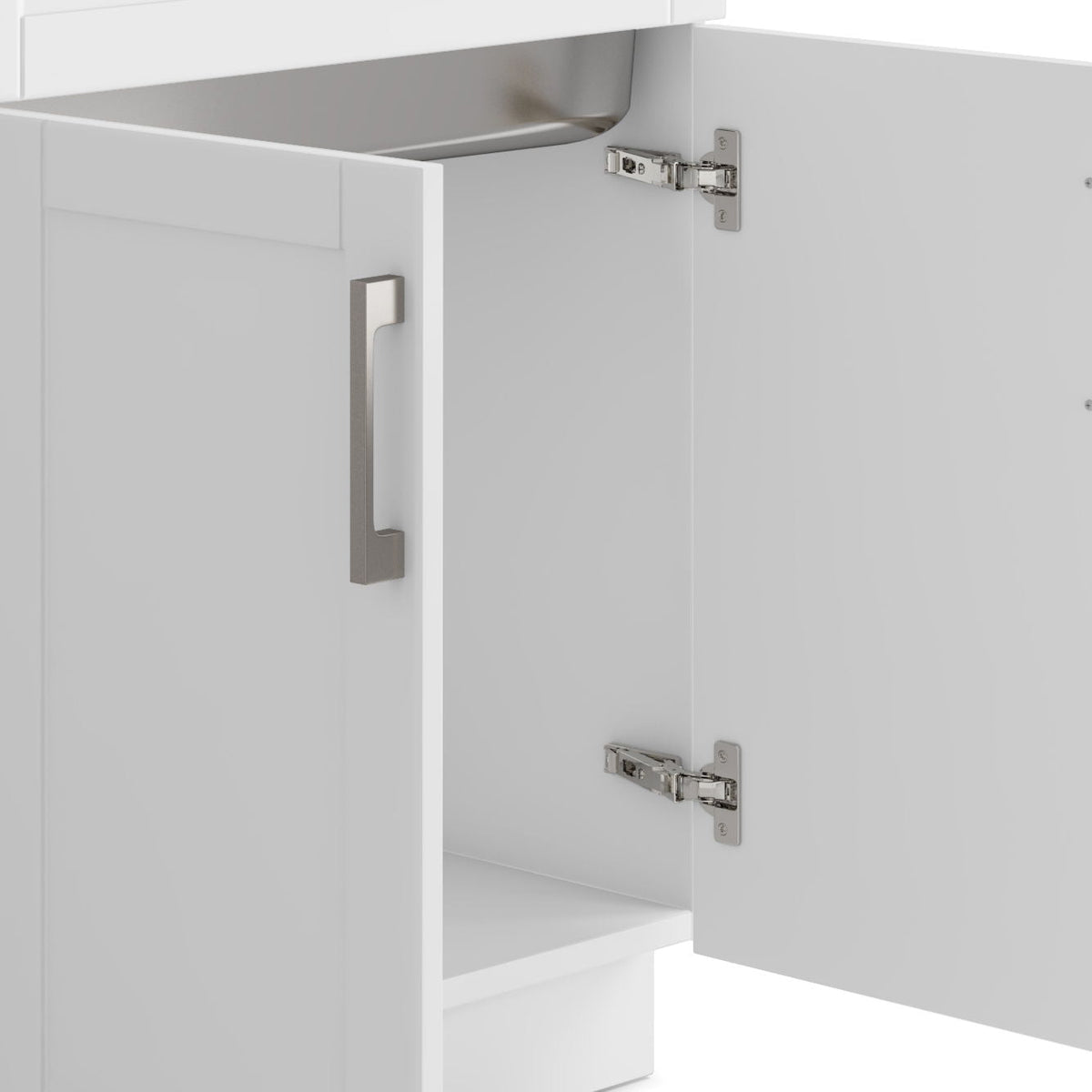 Deluxe Laundry Cabinet with Stainless Steel Sink and Faucet - White