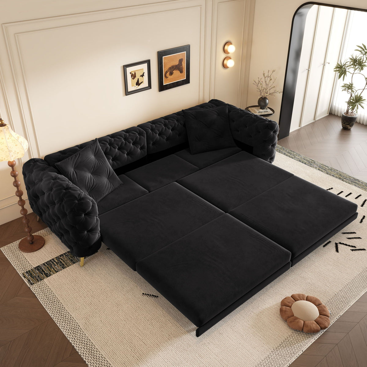 Convertible 3-in-1 Sleeper Sofa Set with Movable Ottoman - Multiple Colors