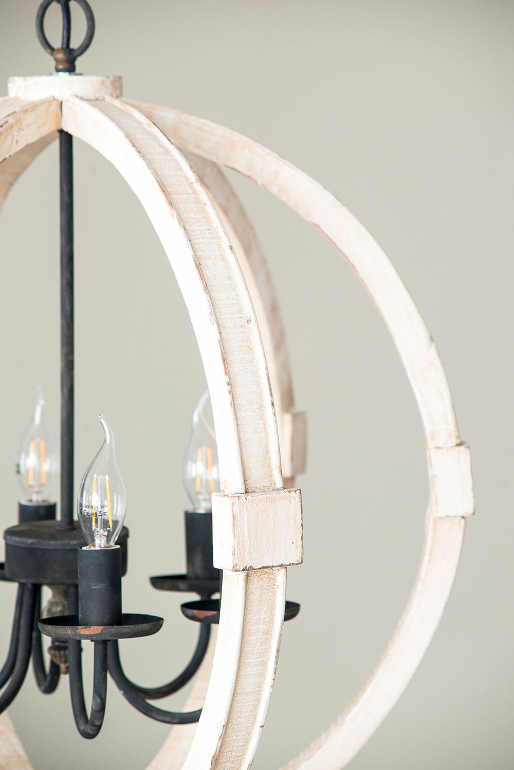 Hanging Light Fixture Chandelier with Adjustable Chain - Light Brown or White