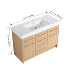 Freestanding Bathroom Vanity with Resin Sink and Soft-Closing Doors - Light Brown