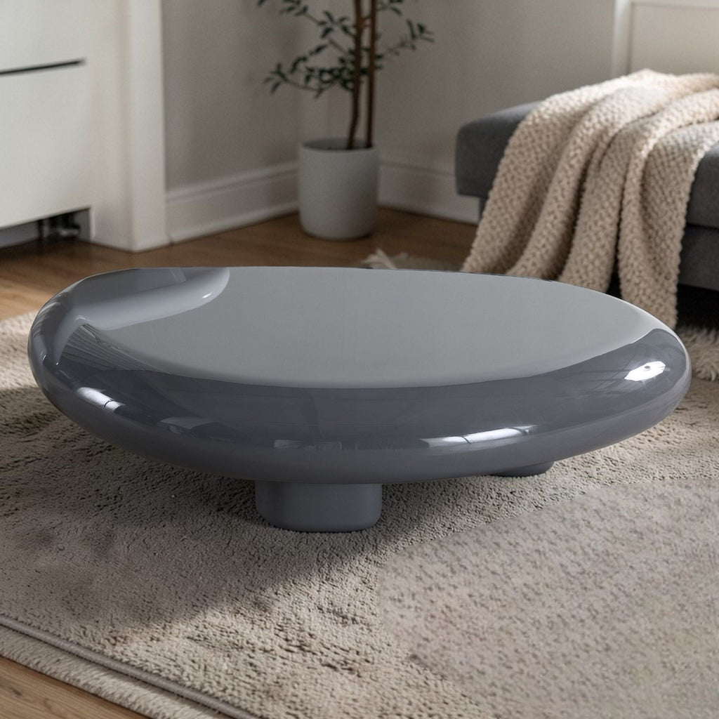 Gray Coffee Table with High Gloss Finish - Charlene