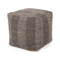 Handcrafted Cotton Pouf with Chevron Pattern - Brown