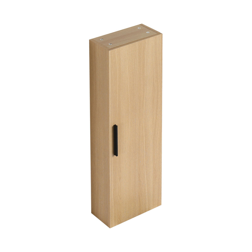 Tall Floating Bathroom Side Cabinet with Adjustable Shelving - Light Oak