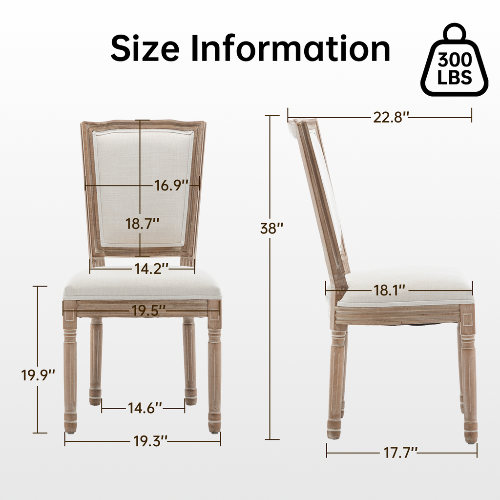 Farmhouse Solid Wood Frame Dining Chairs with Cushioned Seat