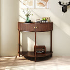 Demi Lune Console Table with 2 Storage Drawers - White, Dark Gray, Dark Brown