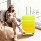 PC Spinner Wheel Luggage Set with 360° Wheels - Green + Yellow