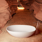 65" Freestanding Solid Surface Bathtub with Pop-Up Drain - Matte White