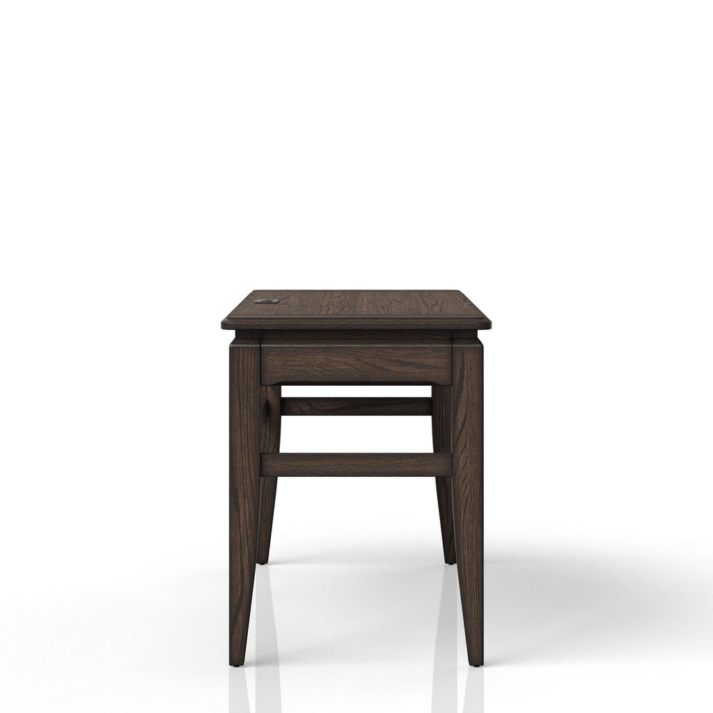 Chocolate Writing Desk with Storage Drawer and Power Access