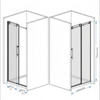Frameless Shower Door with Tempered Glass - Black