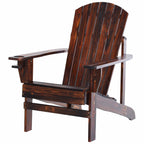 Wooden Adirondack Chair Patio Seating with Cup Holder - Natural Wood