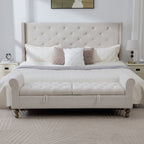 Modern Upholstered Storage Bench With Double Lids