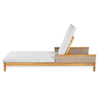 Solid Acacia Wood Sun Lounger Set with Grey Cushions - Outdoor