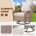 2-Person Outdoor Wicker Swivel Rocker Seating Group with Cushions - Beige or Blue