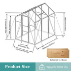 Windproof Greenhouse with Raised Base - Polycarbonate Panels - Black