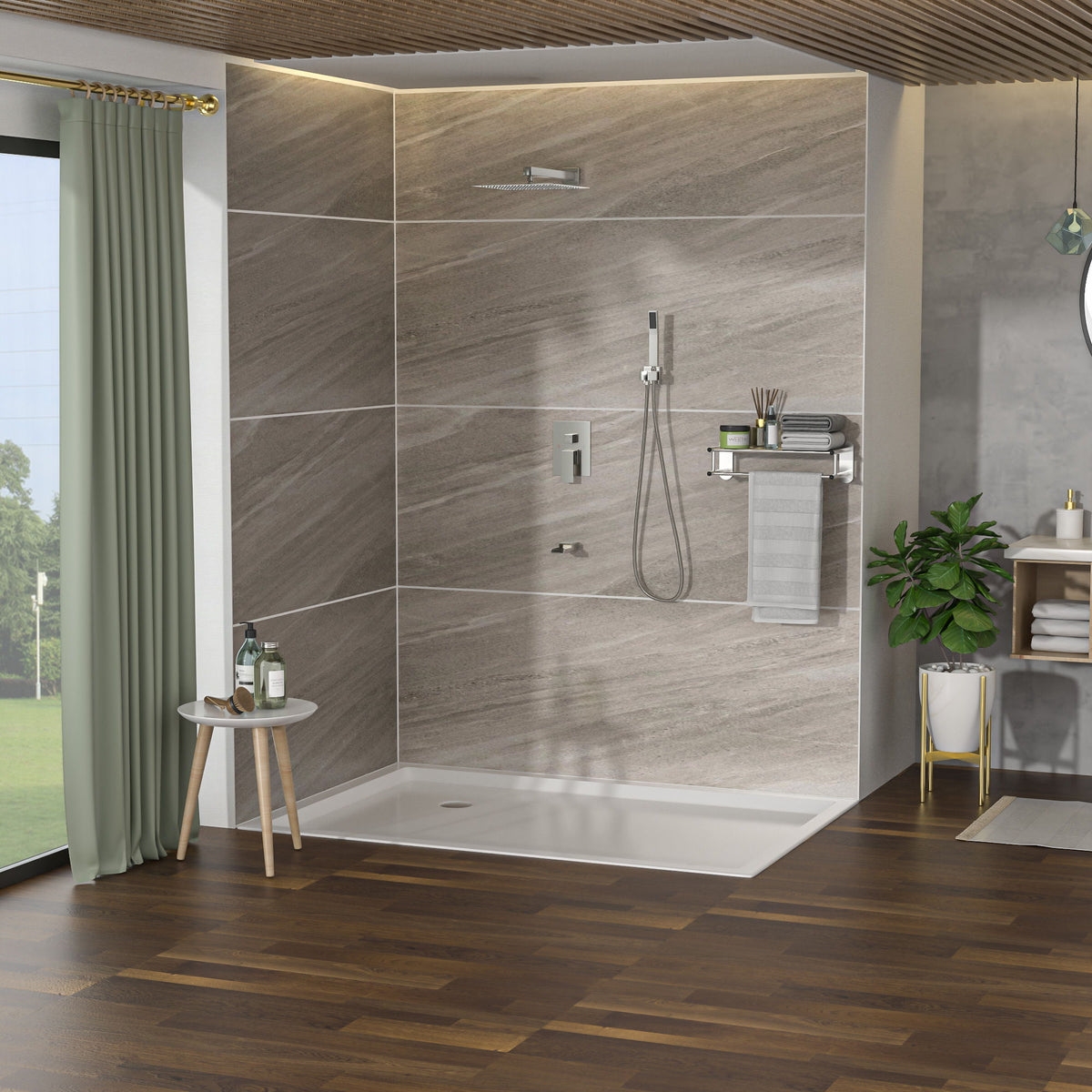 10-Inch Wall Mounted Square Shower System with Rough In Valve - Black or Gray