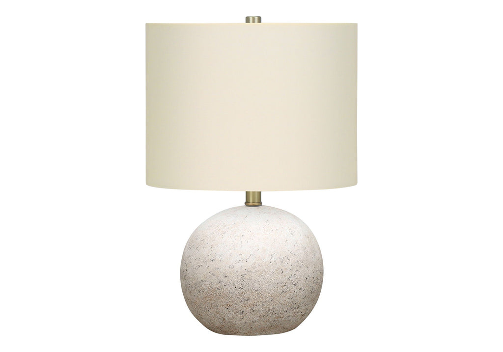 Table Lamp Lighting with Concrete Base and Drum Shade - Beige or Gray