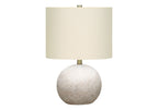 Table Lamp Lighting with Concrete Base and Drum Shade - Beige or Gray