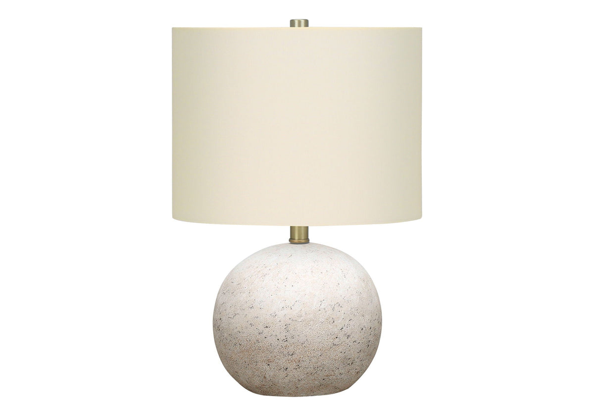 Table Lamp Lighting with Concrete Base and Drum Shade - Beige or Gray