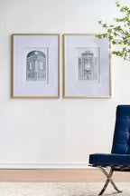 Architectural Wall Art Set with Pencil Design - Silver