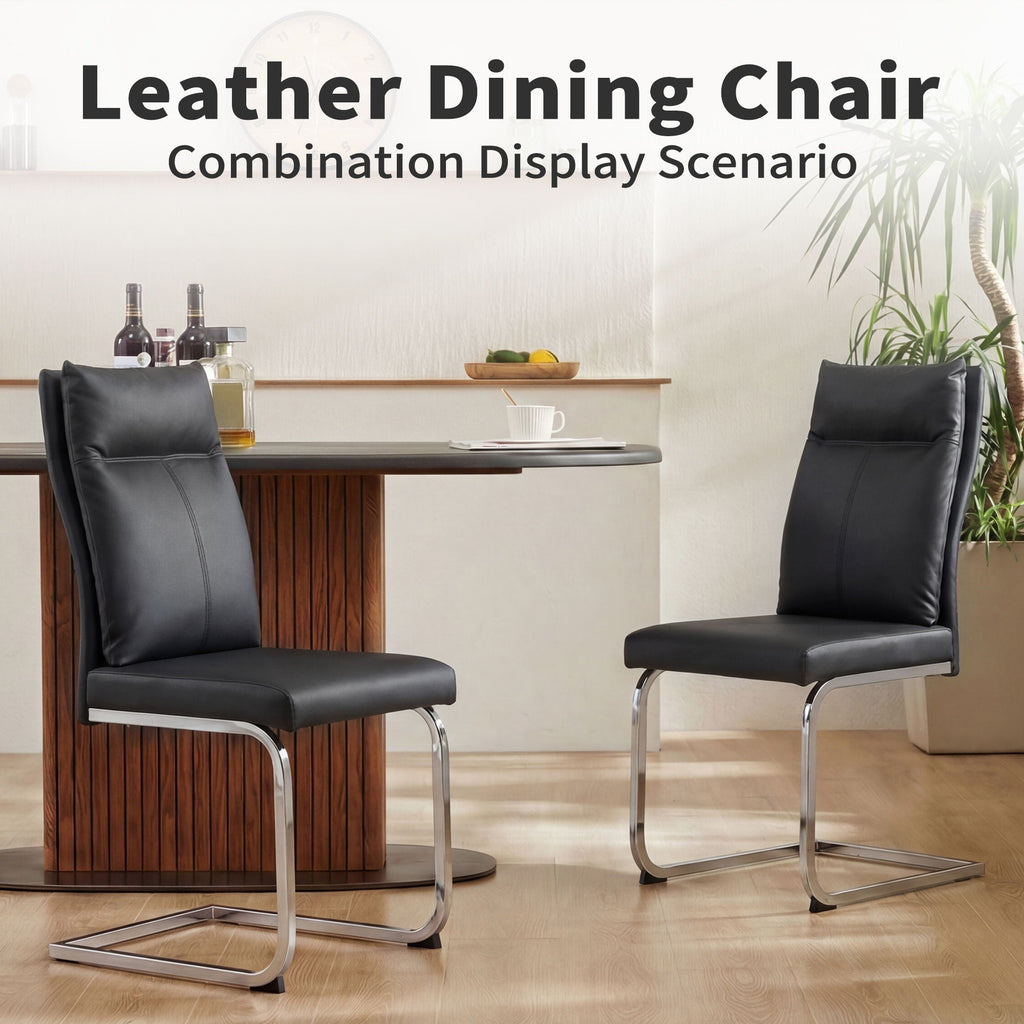 Modern Dining Chair Set with Soft Cushion Backrest - Black or White