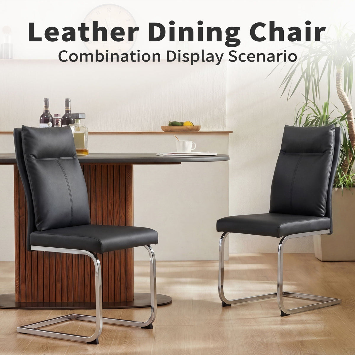 Modern Dining Chair Set with Soft Cushion Backrest - Black or White
