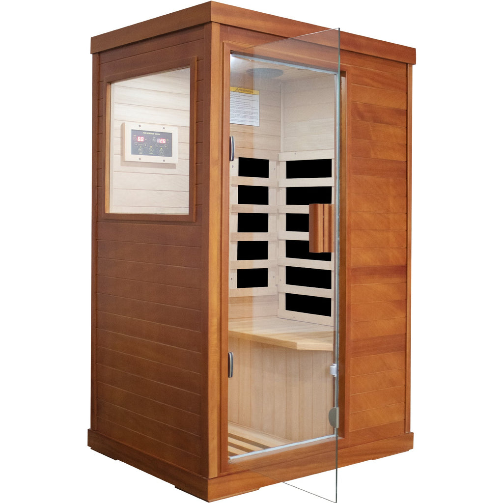 Solid Wood Infrared Sauna Room with Broad-Spectrum Heating Plates - Natural