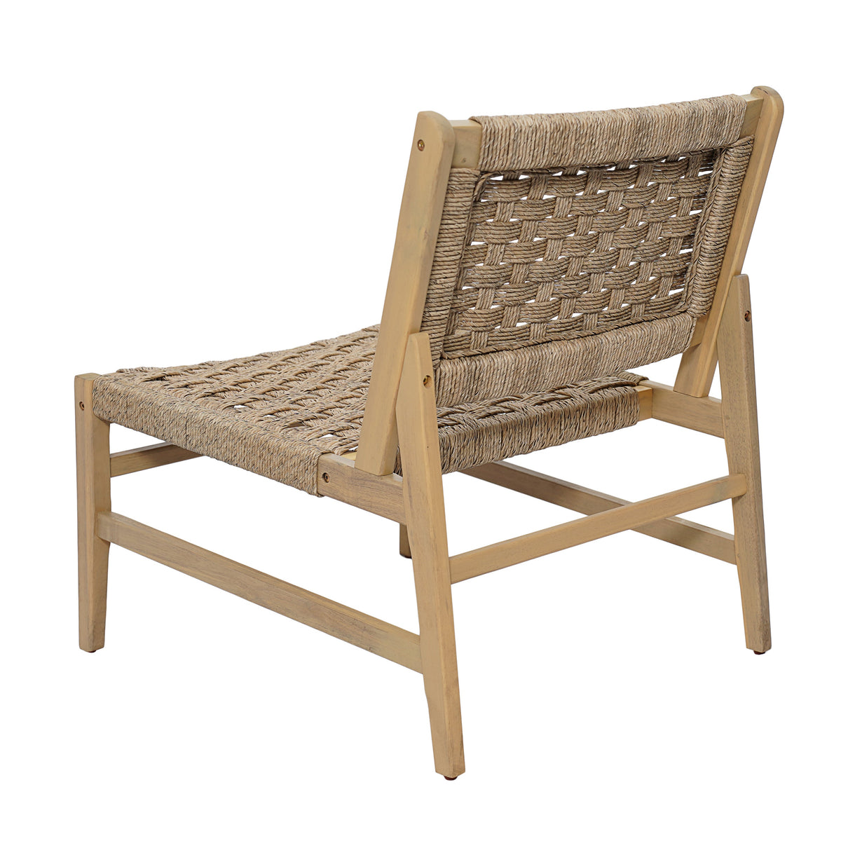 Acacia Wood Patio Club Chair with Wicker - Light Brown or Light Grey