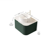 DINA 24" Floating Bathroom Vanity with Curved Edges and Ceramic Sink - Dark Green