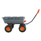Dump Cart with Poly Body and Steel Frame - 1200 lbs Capacity, Black