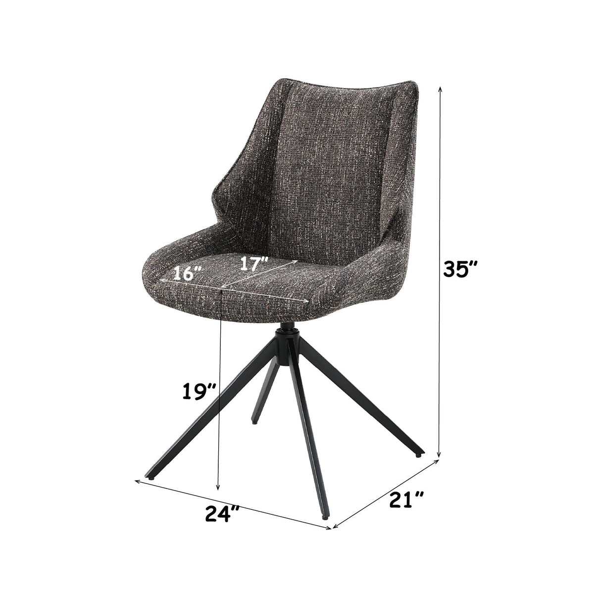Side Chair Set with Swivel and Cushion - Brown Gray