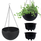 Self Watering Hanging Planter with Water Level Indicator - White, Black, or Dark Brown
