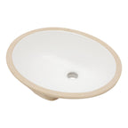 Ceramic Oval Undermount Bathroom Sink with Overflow - White