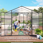 Gain Height Windproof Greenhouse with Heavy-Duty Frame - Black