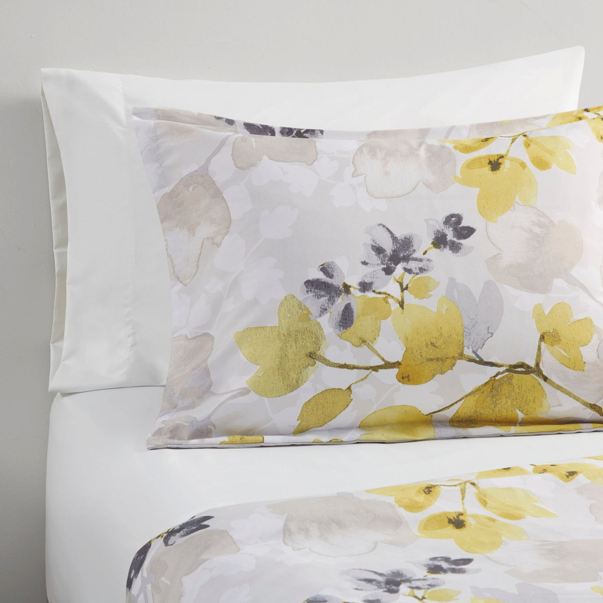 Yellow Botanical Comforter Set with Hypoallergenic Microfiber - Full