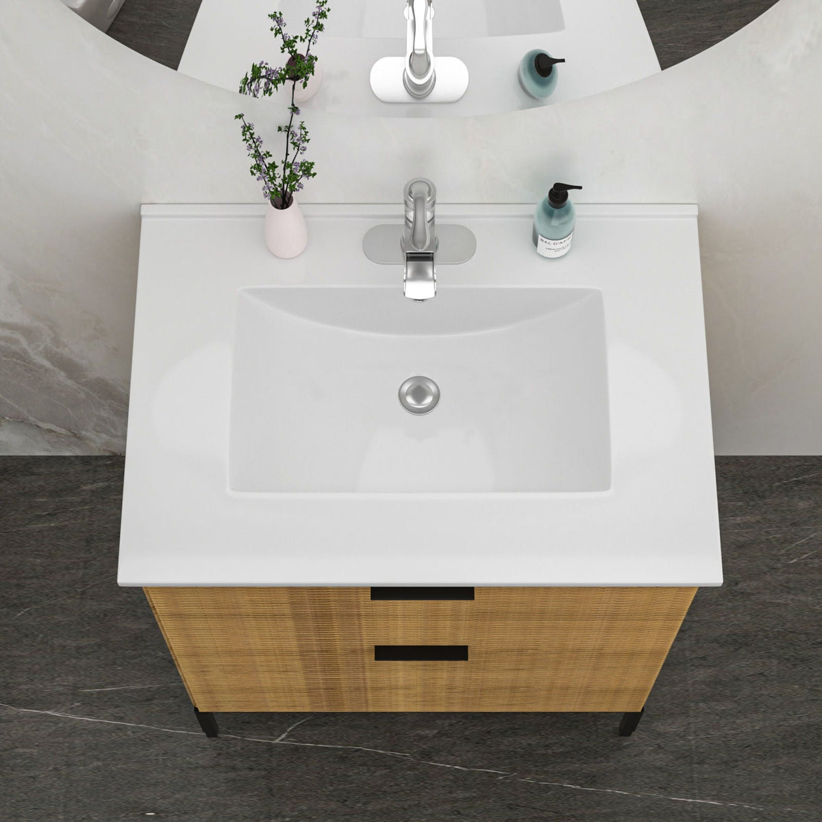 Premium Rectangular Vanity Top with Single Faucet Hole and Overflow - White