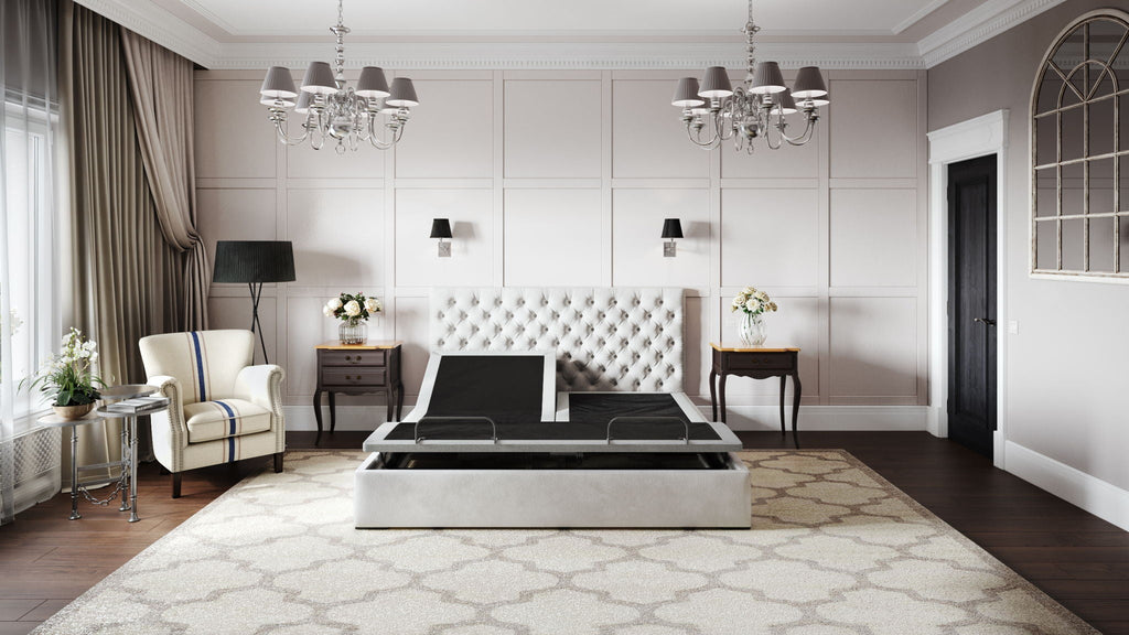 Split Head Adjustable Bed Base with Massage & USB Ports - Black
