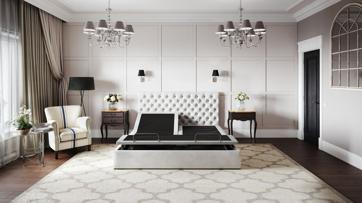 Split Head Adjustable Bed Base with Massage & USB Ports - Black