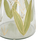 Round Glass Side Table with Hand-Painted Glass Base and Wood Top