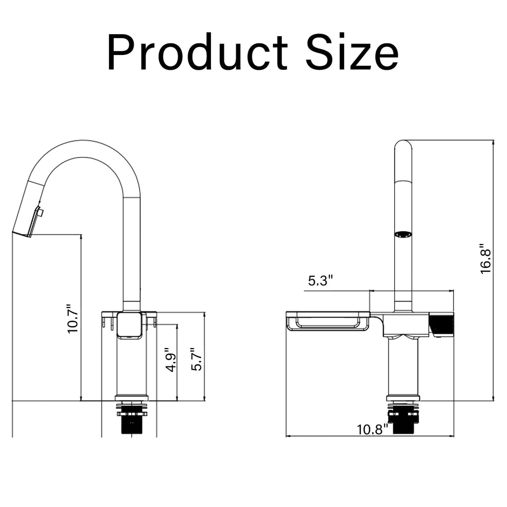 High Arc Pull Down Kitchen Faucet with Built-In Shelf - Pearl Silver or Gold