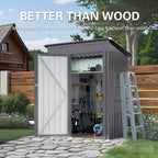 Durable Metal Outdoor Storage Shed with Lockable Door - Gray