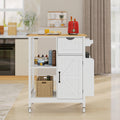 Kitchen Island Cart with Mobile Storage Cabinets - MDF & Metal